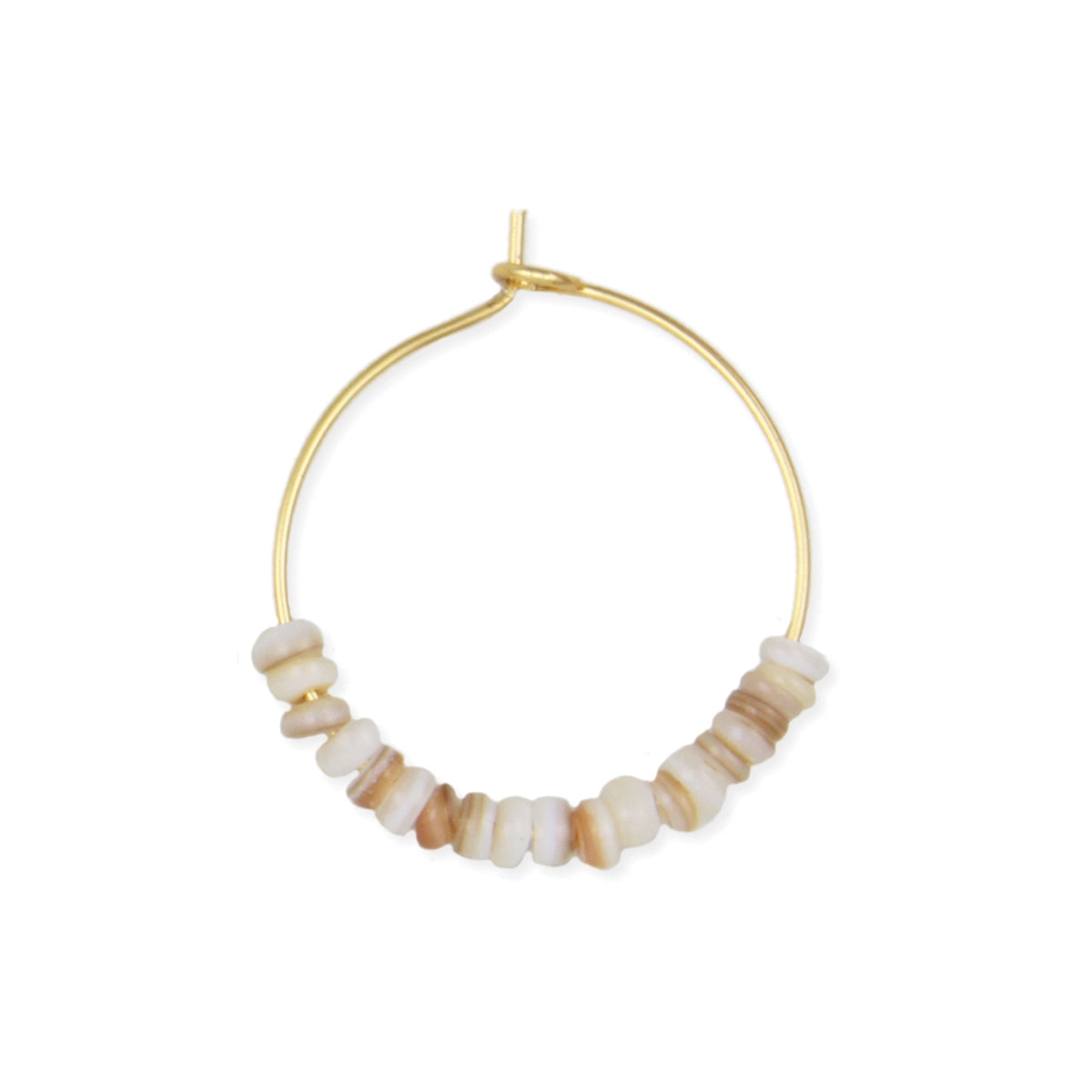 Beach Days White Bead Gold Hoop Earrings