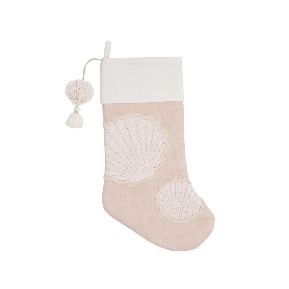 Golden Coast Seashell Coastal Stocking