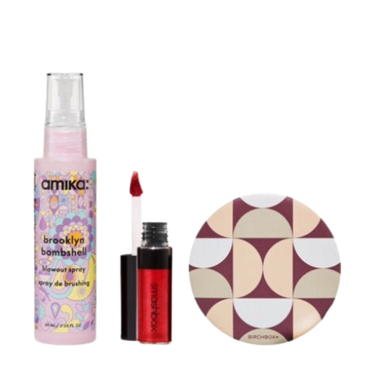 Bombshell Blowout (2oz) + Smashbox Crimson Chrome (deluxe sample) + Mirror