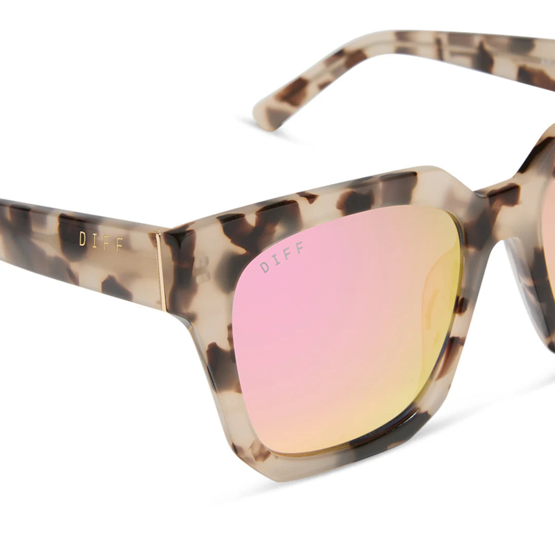 Ariana Sunglasses - Cream Tortoise Pink Mirror