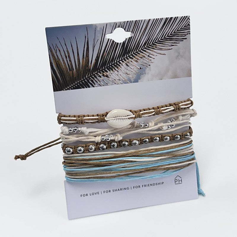 Palm Color Stack Pull Bracelets Set of 4 - Tan