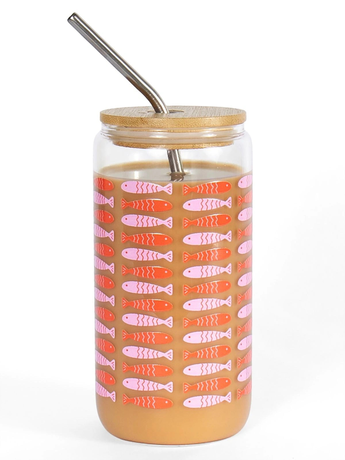 Coastal Fishy Glass Can