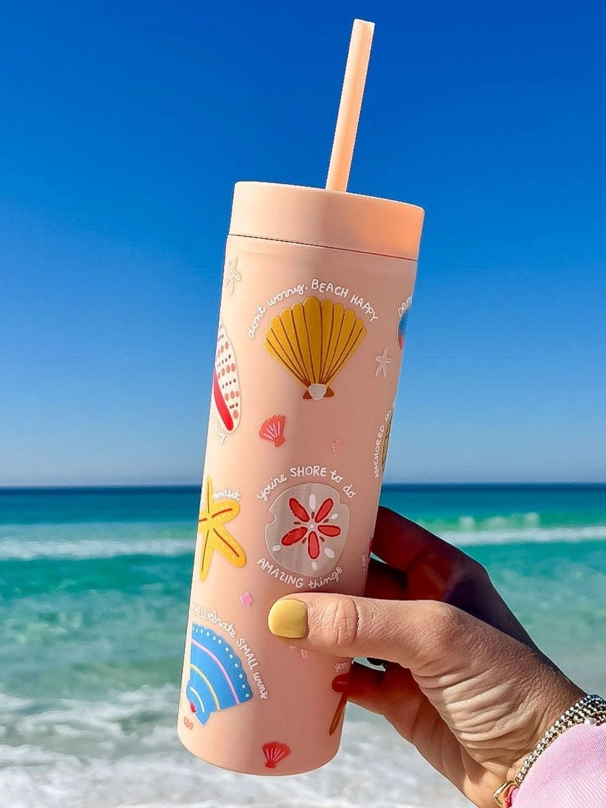 Seashell Affirmations Coastal 16oz Acrylic Tumbler
