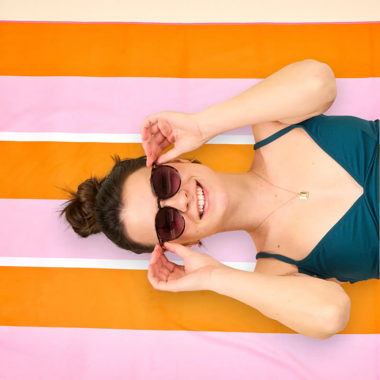 XL Quick-Dry Beach Towel-Sicily Stripes Pink