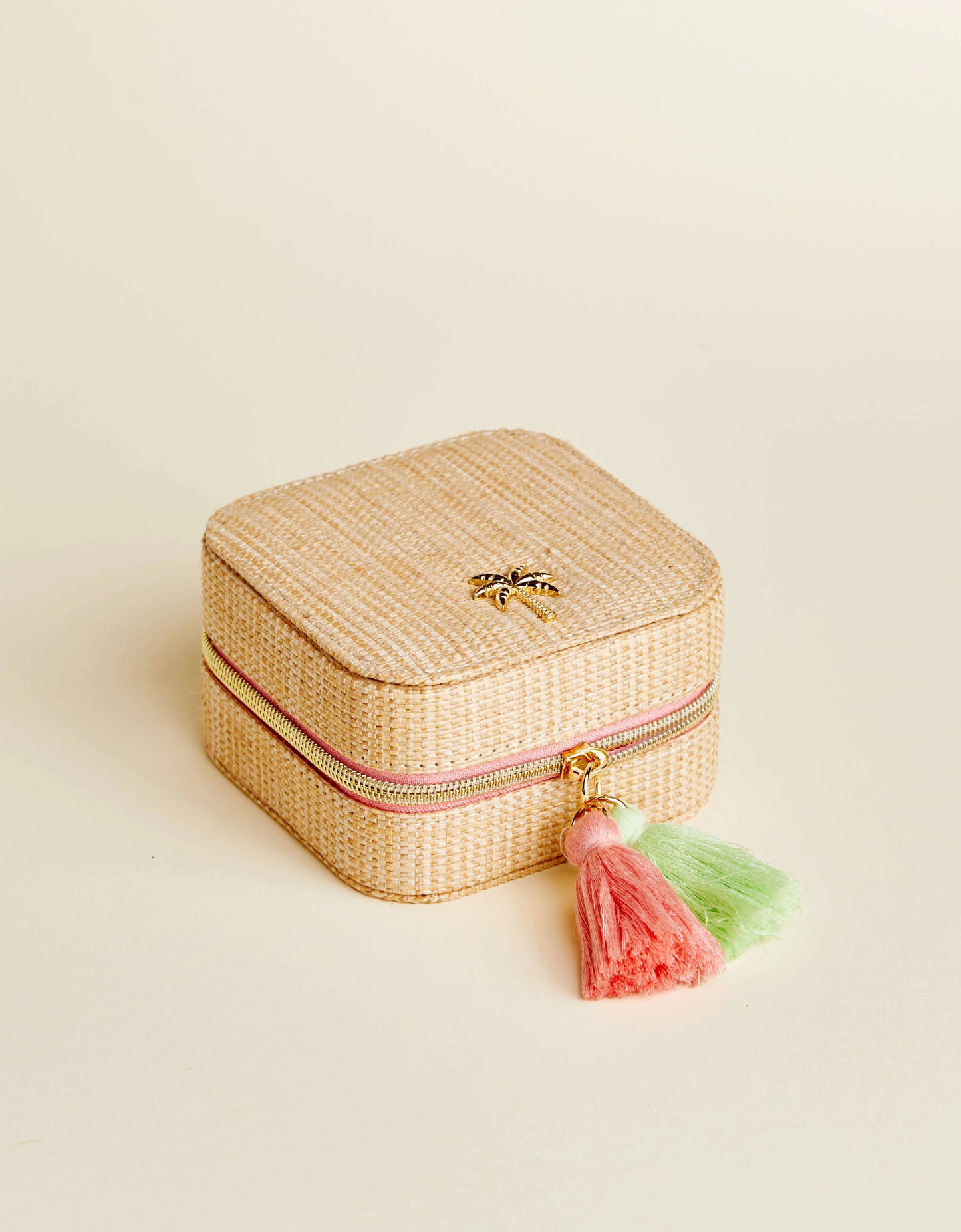 Boho Jewelry Mirror Travel Case Palm Tree