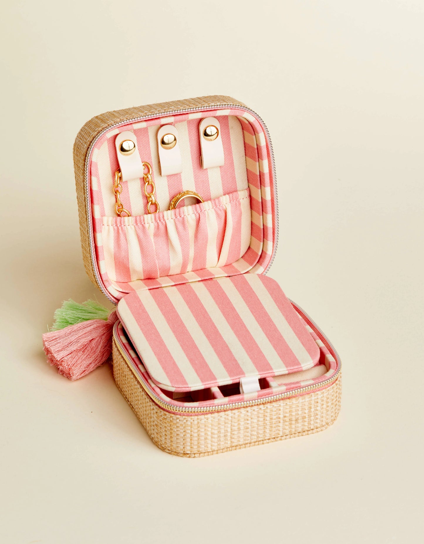 Boho Jewelry Mirror Travel Case Palm Tree