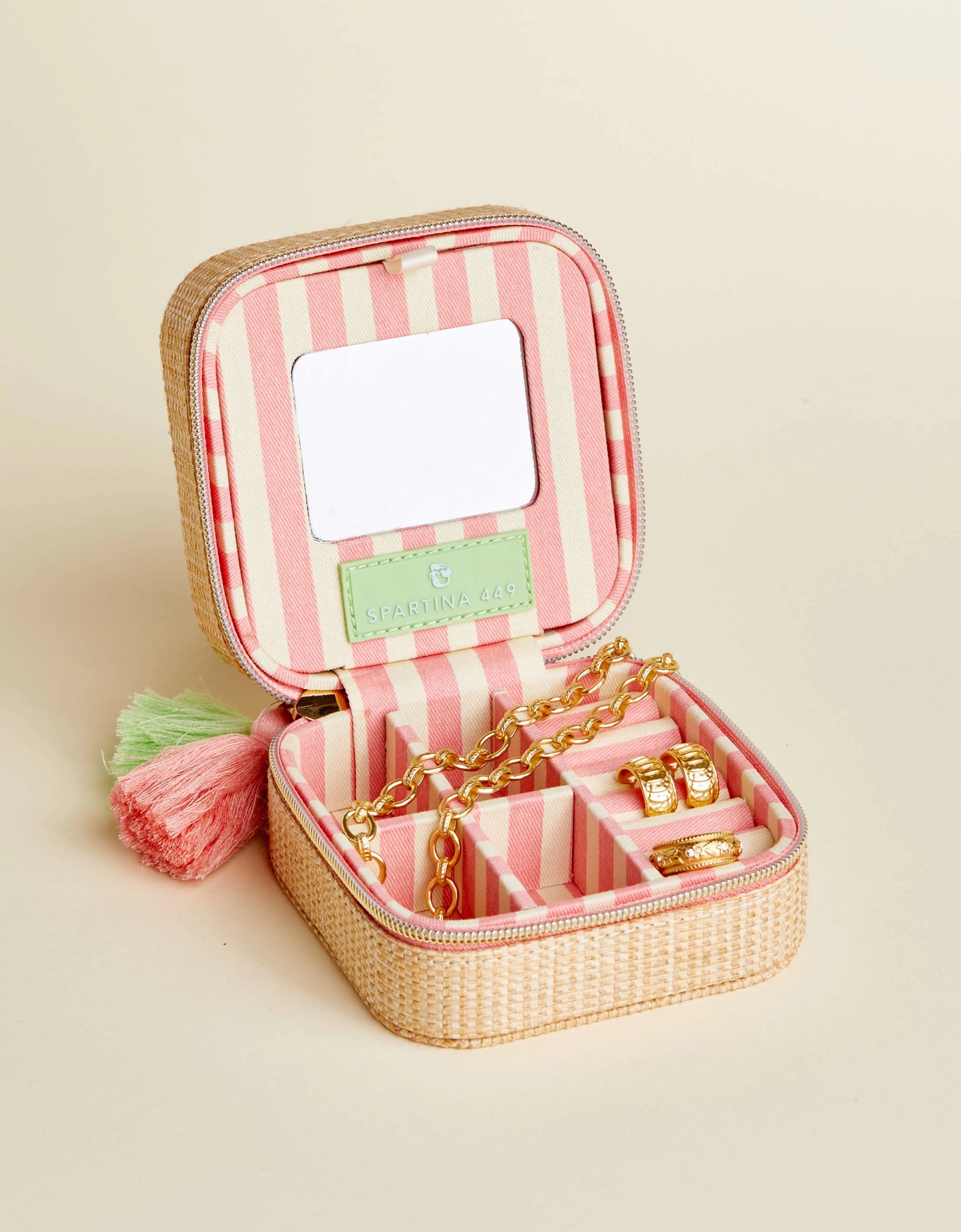 Boho Jewelry Mirror Travel Case Palm Tree