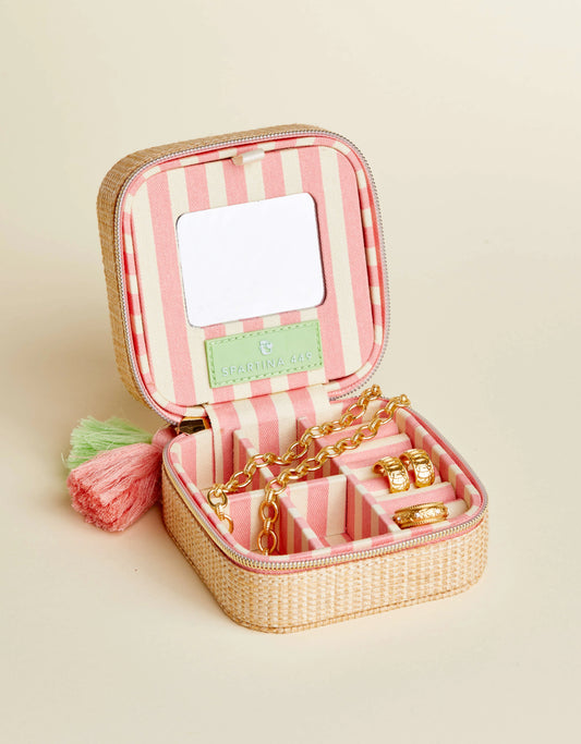 Boho Jewelry Mirror Travel Case Palm Tree