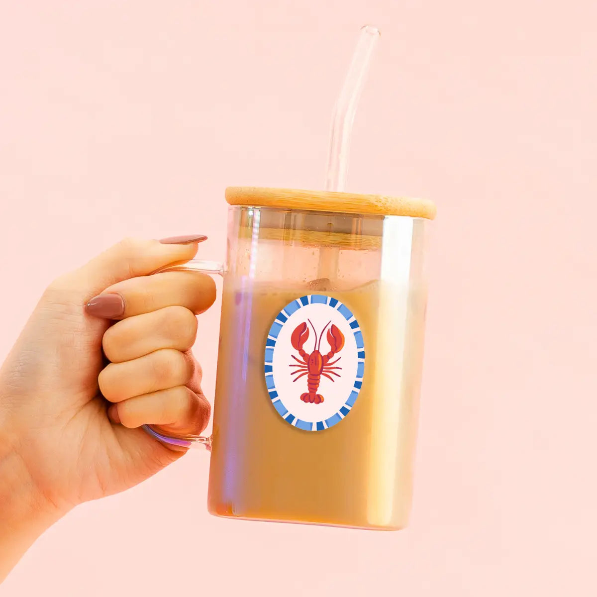 Square Glass Cup-Lobster