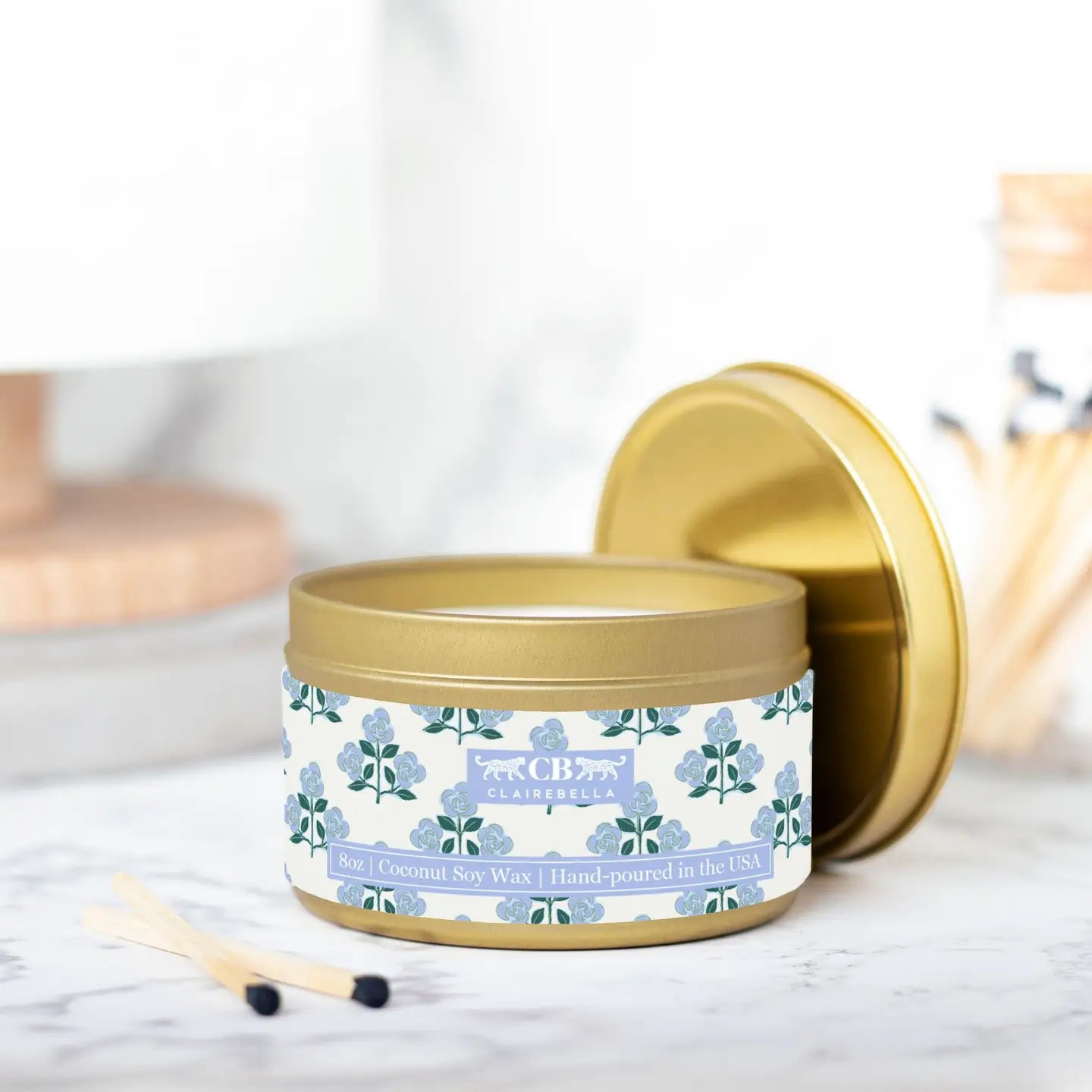Betsy Blue Candle | Ocean Breeze Scent | Tin Candle
