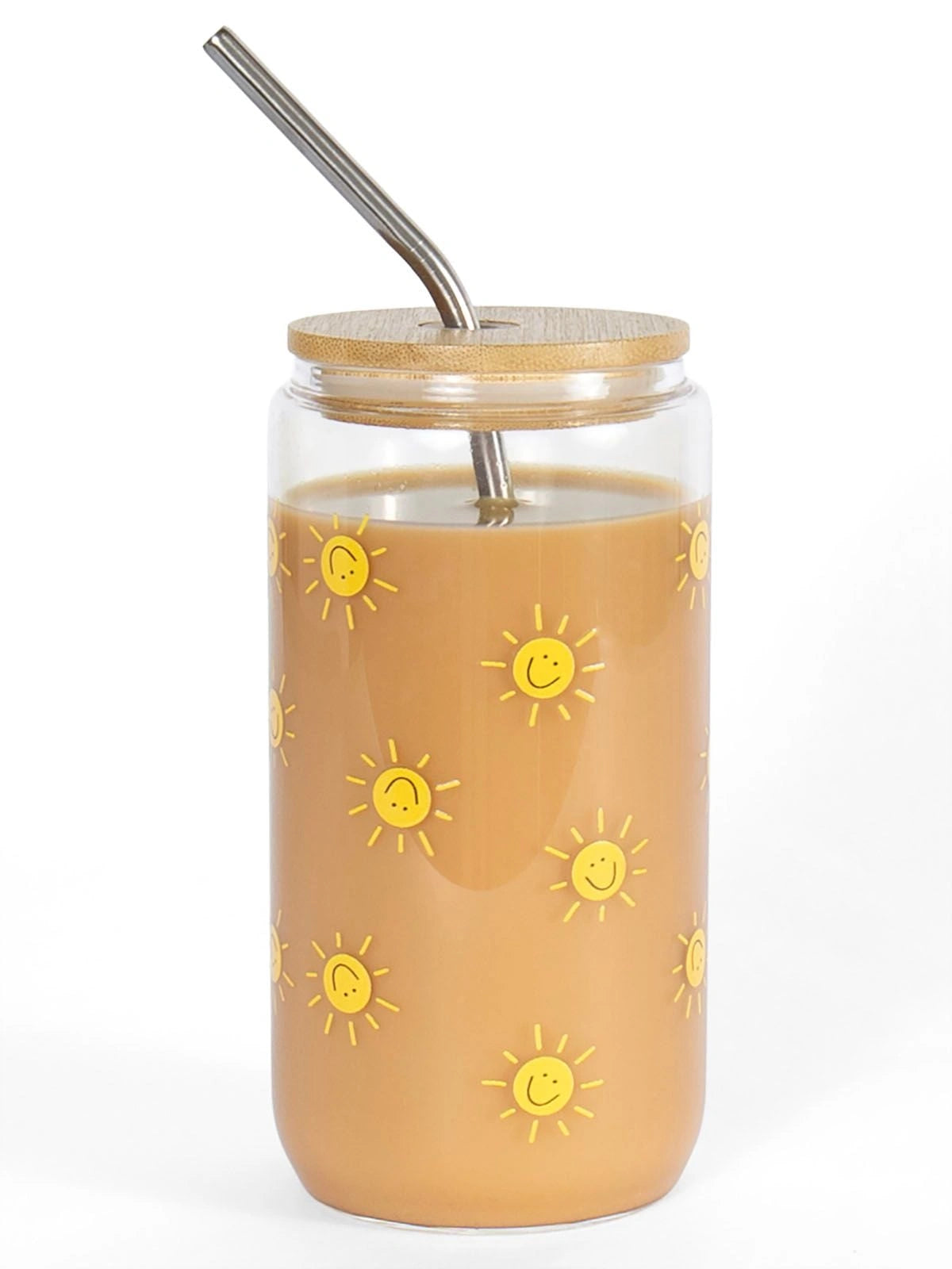 Sunny Smiley Faces Glass Can