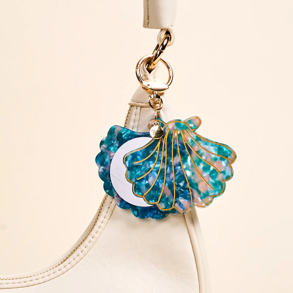 Mini Mirror Bag Charm-Seashell