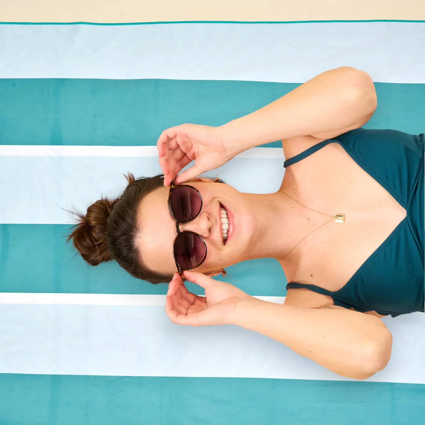 Xl Quick-Dry Beach Towel–Sicily Stripes Teal