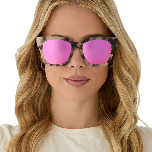 Ariana Sunglasses - Cream Tortoise Pink Mirror