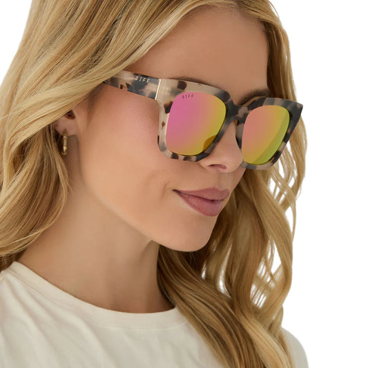 Ariana Sunglasses - Cream Tortoise Pink Mirror