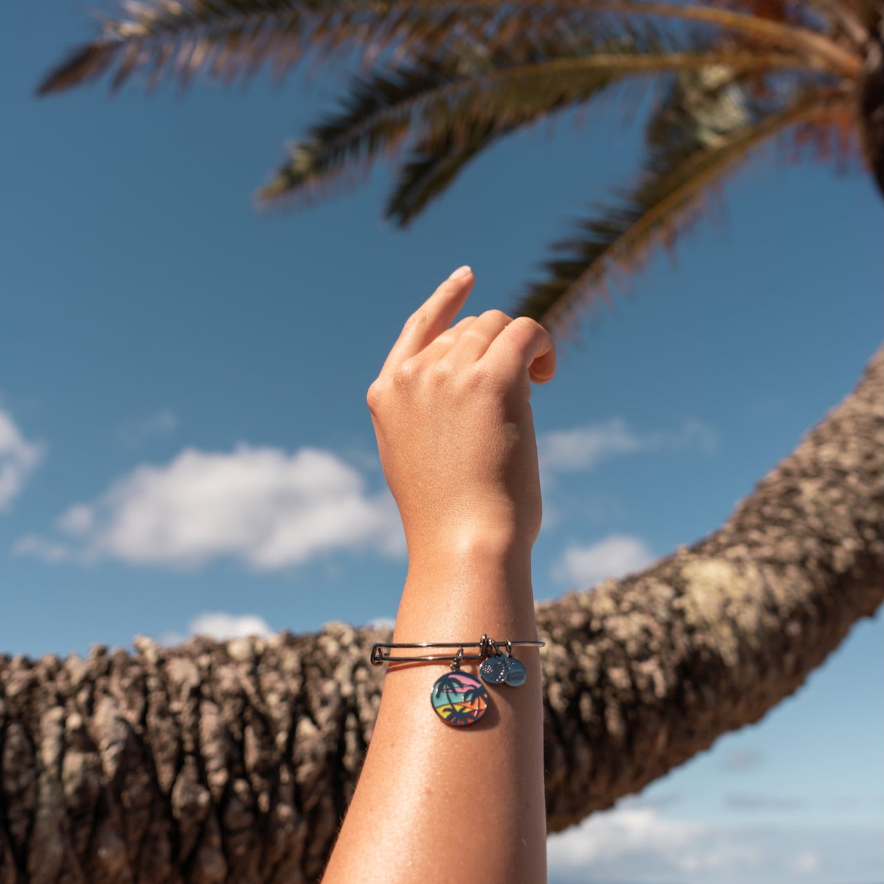 The Caribbean Palm Tree Charm Bangle Bracelet
