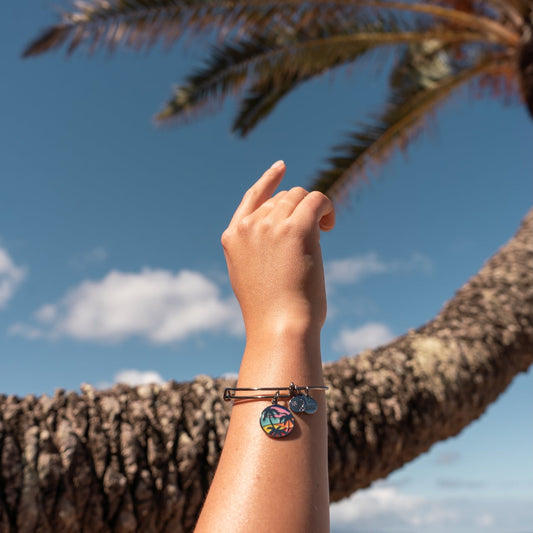 The Caribbean Palm Tree Charm Bangle Bracelet