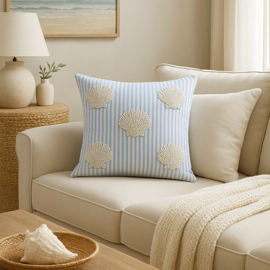 Seashell Cove Beaded Throw Pillow