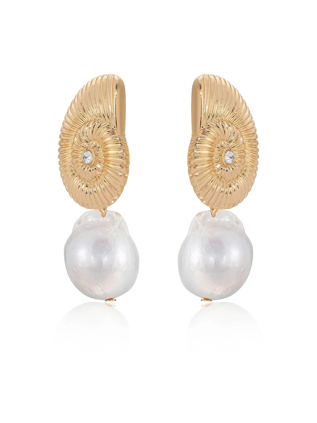 Nautilus Shell Freshwater Pearl Earrings
