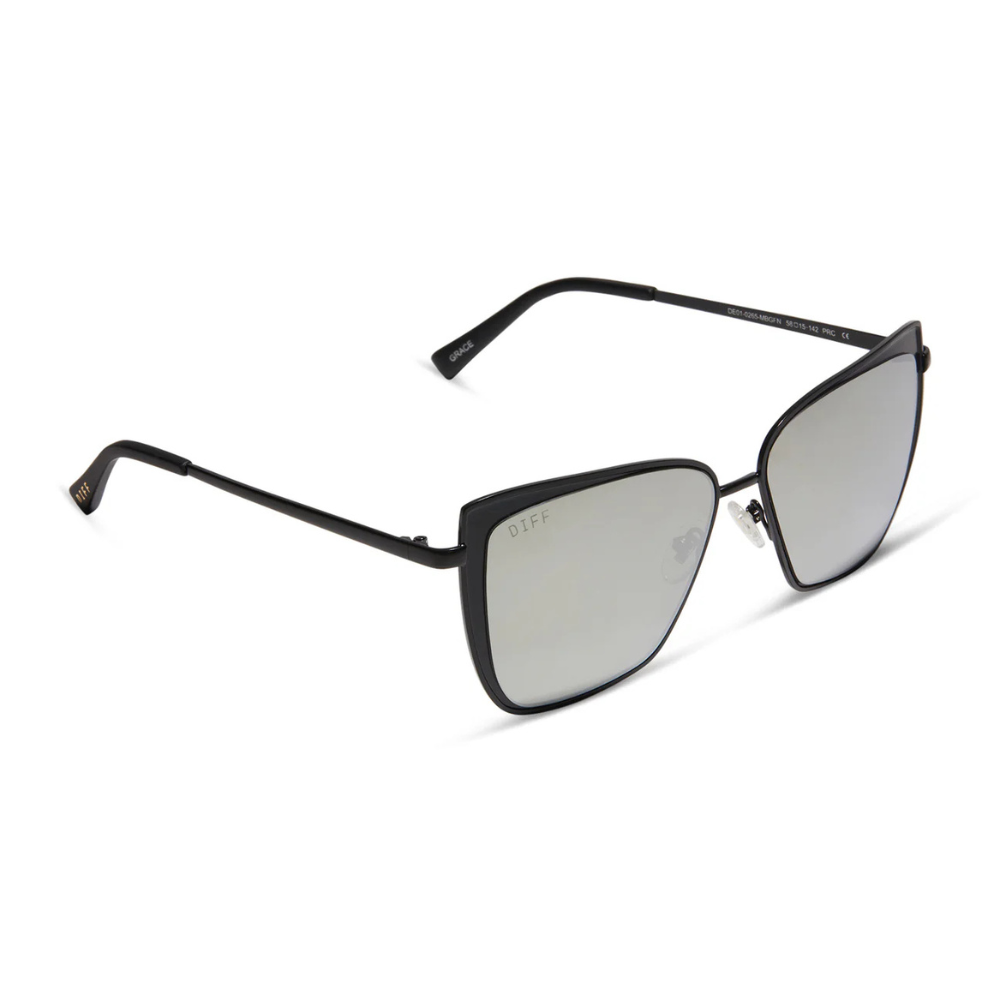 Grace Sunglasses - Matte Black Grey Mirror