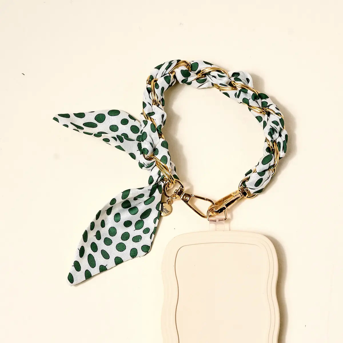 Call Me Later Phone Scarf–Olive Dot