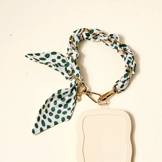Call Me Later Phone Scarf–Olive Dot