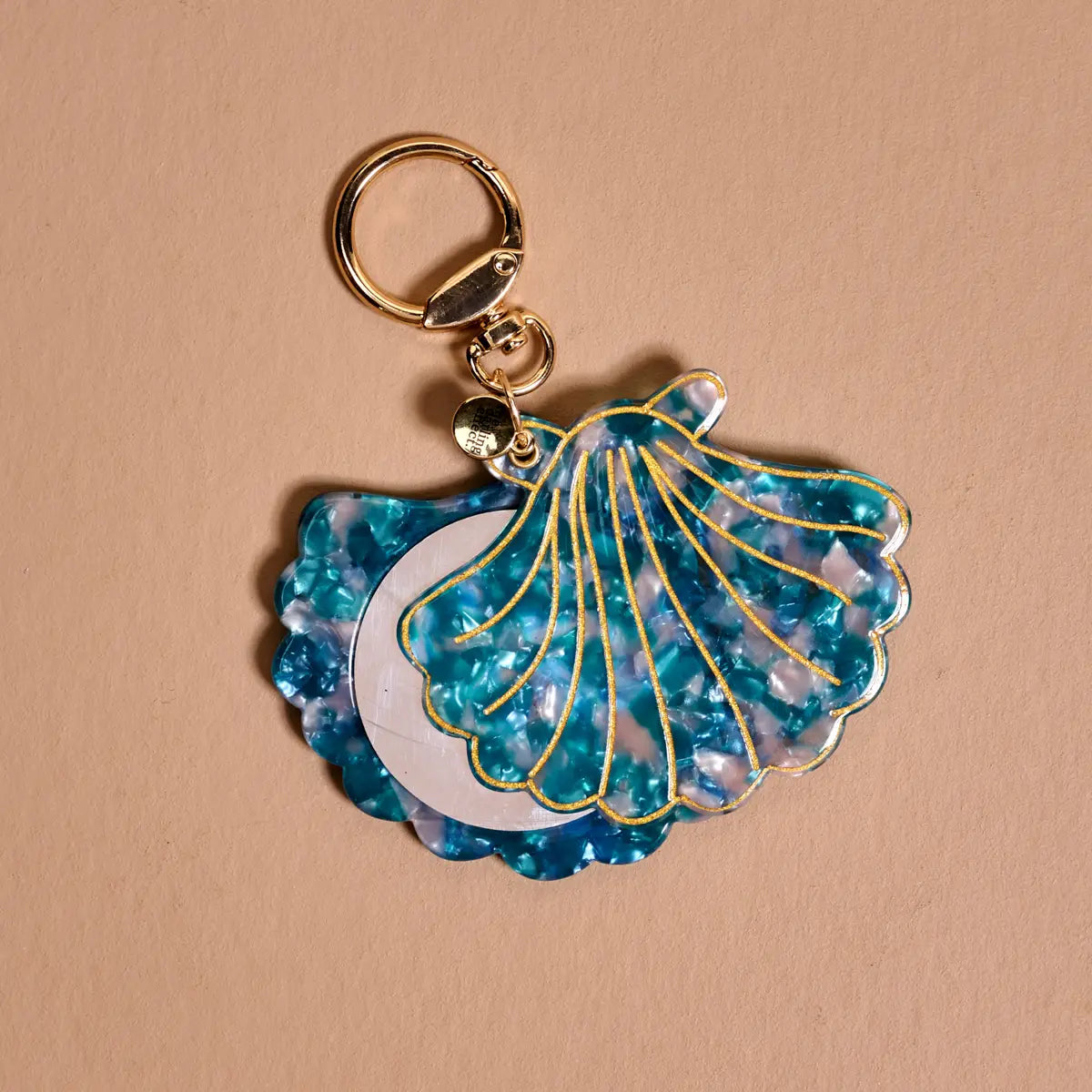 Mini Mirror Bag Charm-Seashell