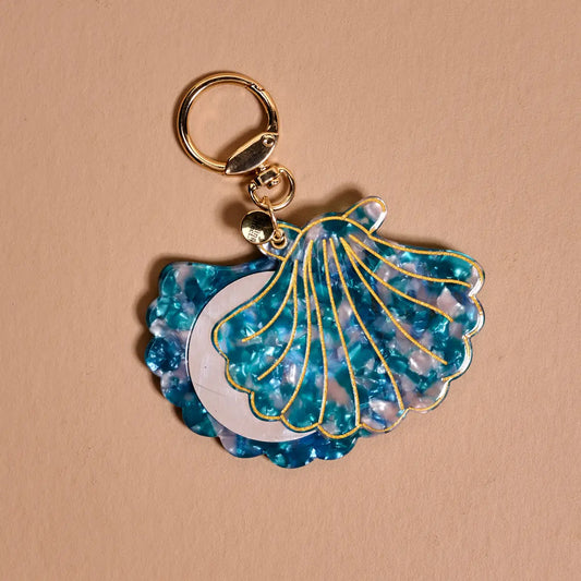 Mini Mirror Bag Charm-Seashell