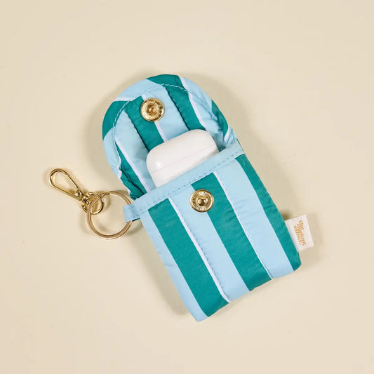 Puffy Earbud Case–Sicily Stripes Teal